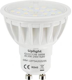 Uplight Stmívatelná GU10 LED žárovka,5,5W Svítivost: 3000K