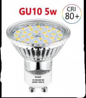 Wowatt GU10 lampa 5W LED bodová žárovka, studená bílá 6000K