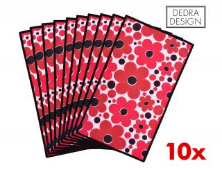 10 ks ultrasavé textilní kuchyňské utěrky GoEco® NEPAPÍR® 20 x 35 cm červené DAISY FLOWERS