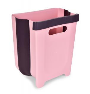 7 L KUCHYŇSKÝ SKLÁDACÍ ZBYTKOVNÍK, závěsný odpadkový koš COMPACTOR, pastelově růžový
