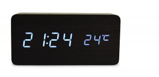 WOODOO CLOCK, digitální LED dřevěné hodiny černé