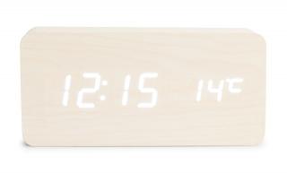 WOODOO CLOCK, digitální LED dřevěné hodiny smetanové