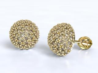 Au 585/1000 Zlaté náušnice půlkulička šroubek s kameny Barva zlata: bílé