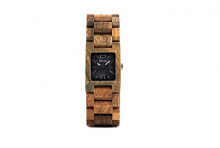 Luxusní dámské dřevěné hodinky HRANATÉ varianta: 3