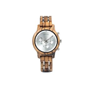 Luxusní dámské dřevěné hodinky QUARTZ ZEBRA barvy: stříbrná