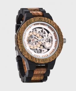 Luxusní pánské dřevěné hodinky BERMO s viditelným mechanismem Barva: světlá