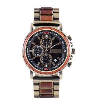 Luxusní pánské dřevěné hodinky CHRONOGRAPH MILITARY barvy: světlá