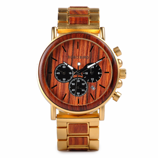 Luxusní pánské dřevěné hodinky GOLD