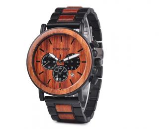 Luxusní pánské dřevěné hodinky QUARTZ BROWN Barva: tmavá