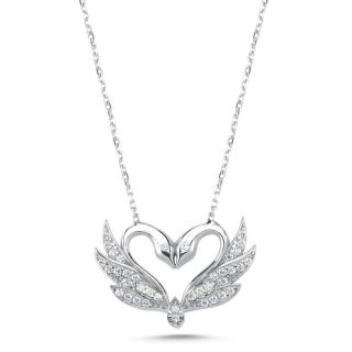 Luxusní stříbrný náhrdelník Labutí srdce