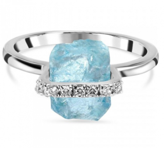 Luxusní stříbrný prsten akvamarín a topaz Natural Velikost: 54