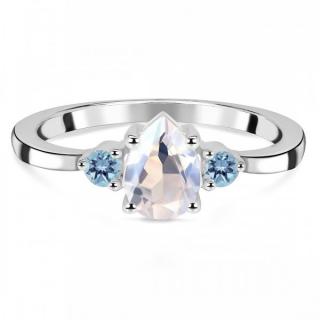 Luxusní stříbrný prsten měsíční kámen a topaz Eternity Velikost: 54