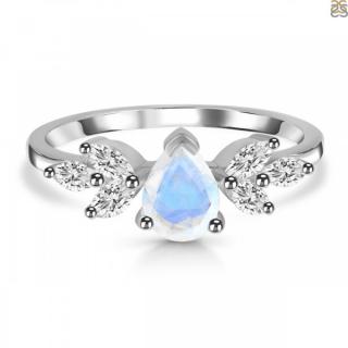 Luxusní stříbrný prsten měsíční kámen a topaz Glitter Velikost: 52