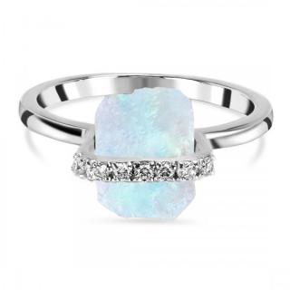 Luxusní stříbrný prsten měsíční kámen a topaz Natural Velikost: 57