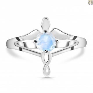 Luxusní stříbrný prsten měsíční kámen Anděl Velikost: 54