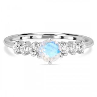 Luxusní stříbrný prsten s měsíčním kamenem a topazy Dream Velikost: 52