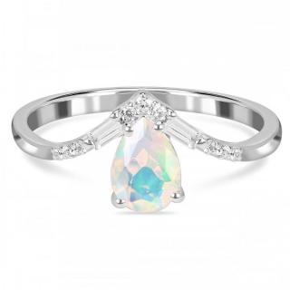 Luxusní stříbrný prsten s opálem a topazy Princess Velikost: 52