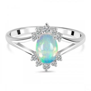 Luxusní stříbrný prsten s opálem a topazy Romance Velikost: 54