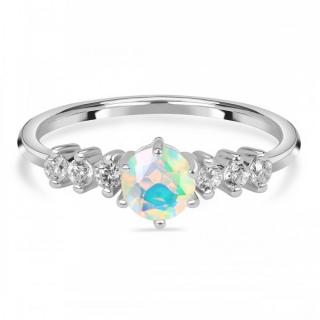 Luxusní stříbrný prsten s opálem a topazy Soulmate Velikost: 52