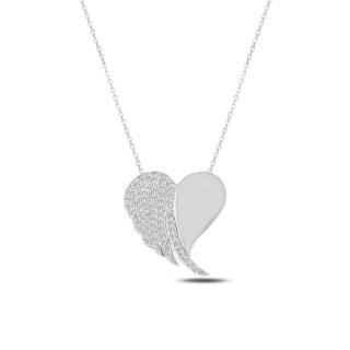 Stříbrný náhrdelník andělské srdce se zirkony