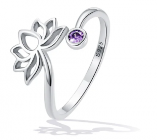 Stříbrný otevřený prsten lotosový květ