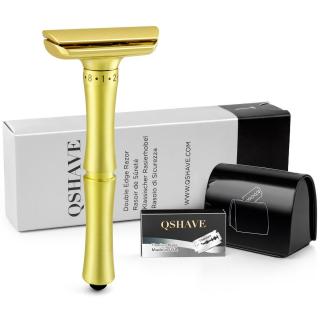Holicí strojek QSHAVE Golden Shave zlatý  + DÁREK: Box na použité žiletky QSHAVE ZDARMA