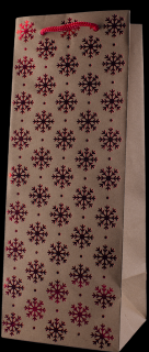 Papírová taška - vánoční dekor - červené vločky