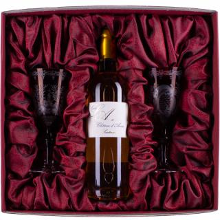 Sladké víno ze Sauternes v luxusním balení se skleničkami