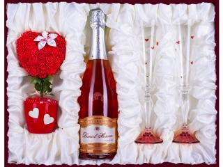 Svatební dar | Pravé šampaňské rosé se skleničkami