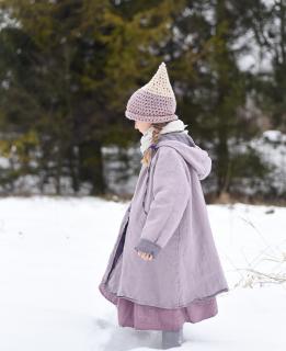Dívčí oboustranný kabát šedofialový velikosti: 110