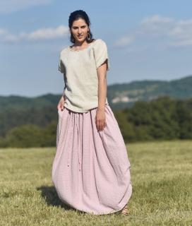 Maxi sukně z vyšívaného mušelínu - světle růžová Velikost: L