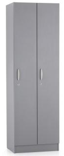 Dřevěná šatní skříňka Visio LUX 60 x 42 x 190 cm 2 oddíly - šedá
