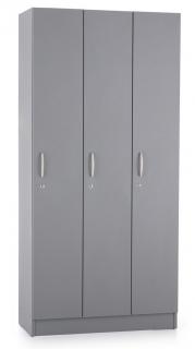 Dřevěná šatní skříňka Visio LUX 90 x 42 x 190 cm 3 oddíly - šedá
