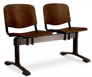 Dřevěné lavice ISO, 2-sedák, černé nohy - ořech