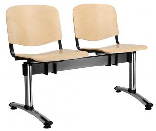 Dřevěné lavice ISO, 2-sedák, chromované nohy - buk
