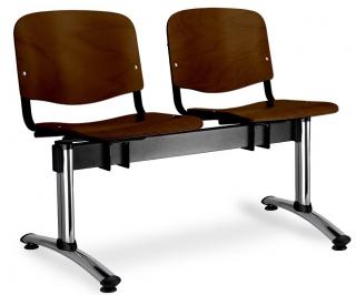 Dřevěné lavice ISO, 2-sedák, chromované nohy - ořech