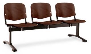 Dřevěné lavice ISO, 3-sedák, černé nohy - ořech