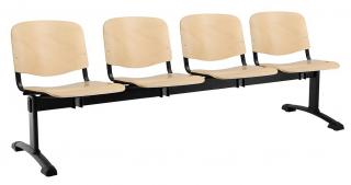 Dřevěné lavice ISO, 4-sedák, černé nohy - buk