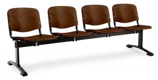 Dřevěné lavice ISO, 4-sedák, černé nohy - ořech