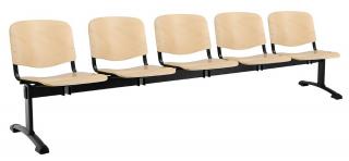 Dřevěné lavice ISO, 5-sedák, černé nohy - buk