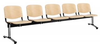 Dřevěné lavice ISO, 5-sedák, chromované nohy - buk