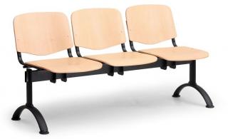 Dřevěné lavice ISO II, 3-sedák, černé nohy