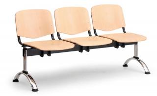Dřevěné lavice ISO II, 3-sedák, chromované nohy