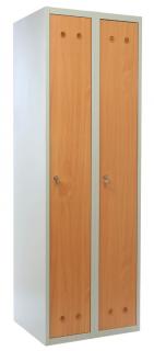 Kovová šatní skříň s dřevěnými dveřmi 60, cylindrický zámek - buk  + doprava ZDARMA