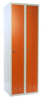 Kovová šatní skříň s dřevěnými dveřmi 60, cylindrický zámek - třešeň  + doprava ZDARMA