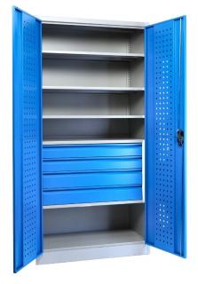 Kovová skříň na nářadí se zásuvkami 91,4 x 45,7 x 183 cm, cylindrický zámek - modrá  + doprava ZDARMA
