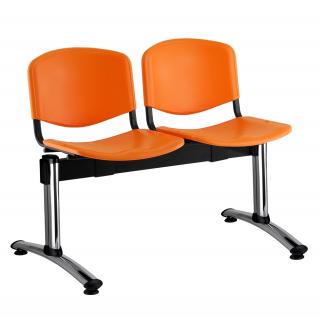 Plastové lavice ISO I,2-sedák, chromované nohy-oranžová