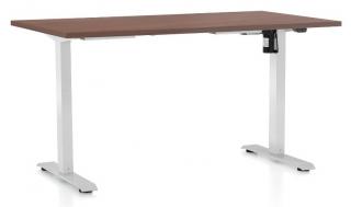 Výškově nastavitelný stůl OfficeTech A, 140 x 80 cm - bílá podnož Barva: Ořech