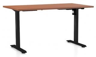 Výškově nastavitelný stůl OfficeTech A, 140 x 80 cm - černá podnož Barva: Třešeň