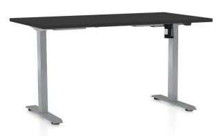 Výškově nastavitelný stůl OfficeTech A, 140 x 80 cm - šedá podnož Barva: Černá